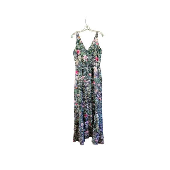 H&M Conscious Collection Maxi Dress With Back Tie & V-Neck Women's Size 10 Tropi - Picture 1 of 5
